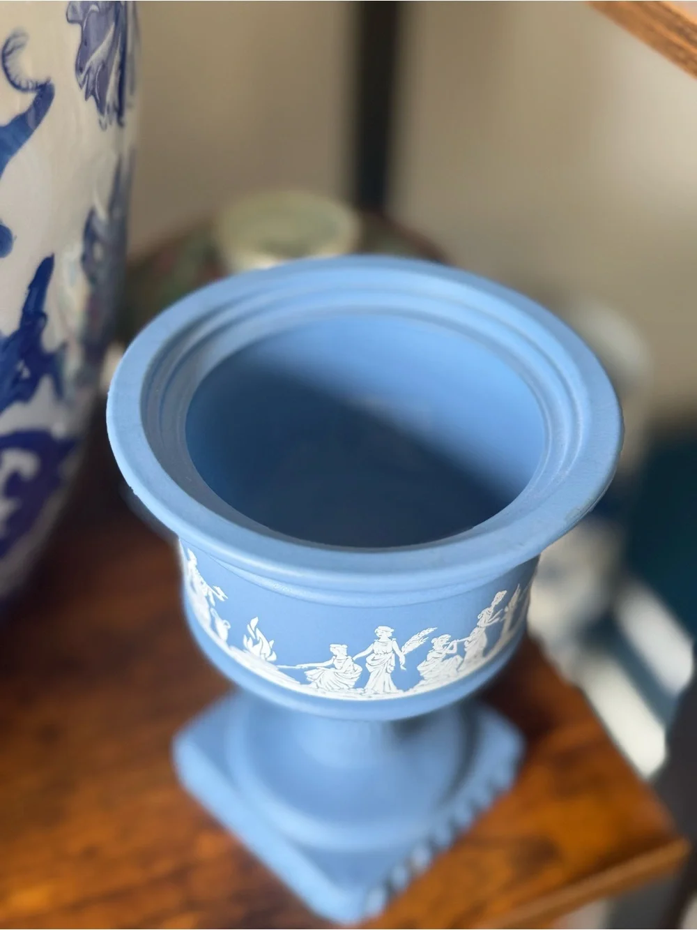 Avon Blue and White Classical Jasperware-Style Urn